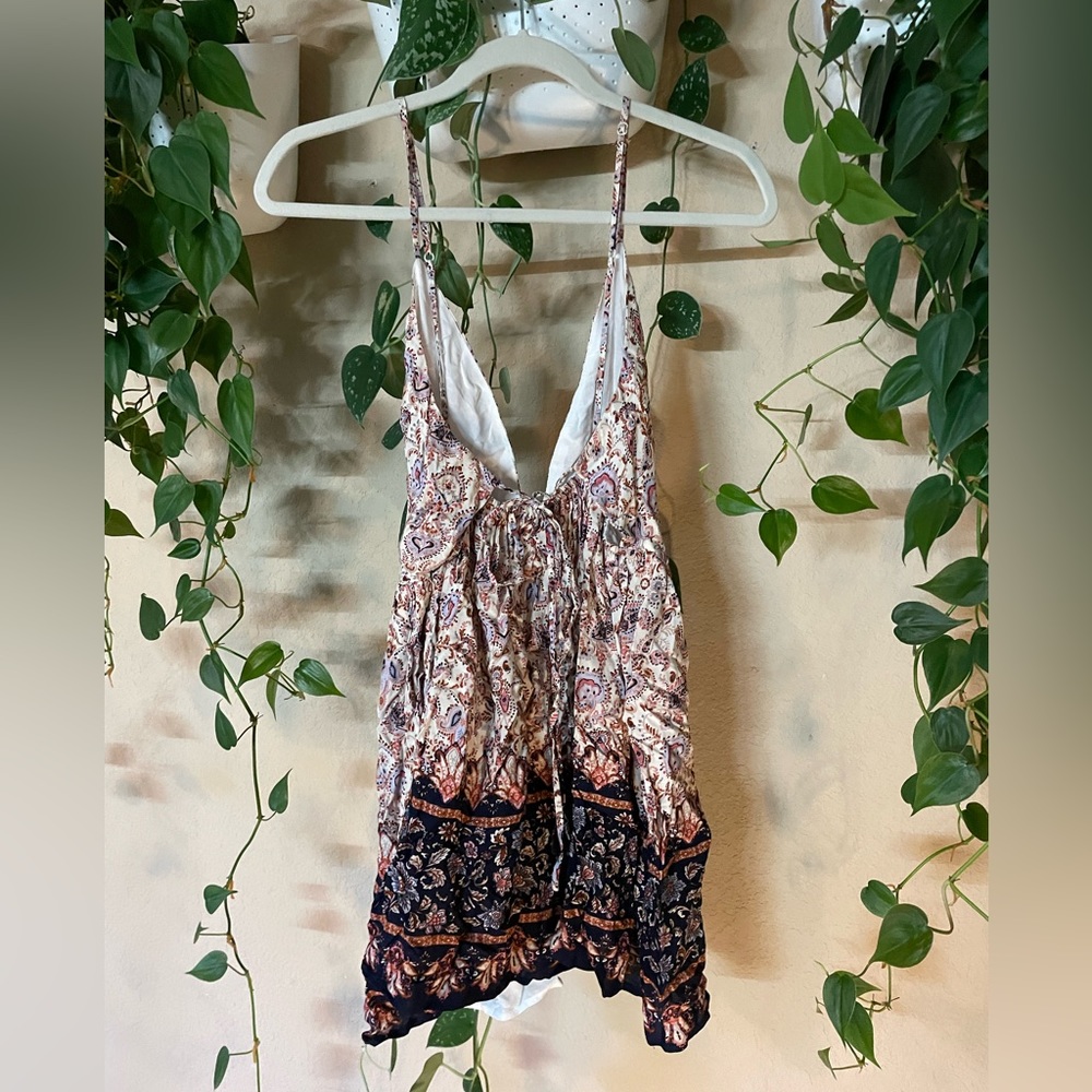 Deep V Paisley Mini Dress or Long Top